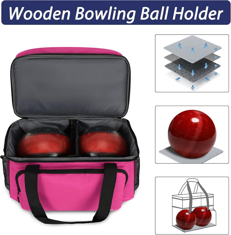LARIPOP 2 Ball Bowling Bag, Double Bowling Ball Bag with Dual Padded Holder & Shoe Compartment- Fits Shoes Up to Mens Size 16 - Image 5